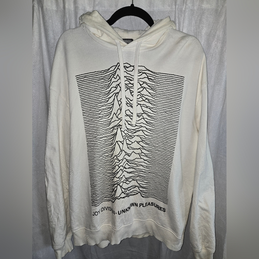 2019 H&M White Hoodie with Black Graphic Front
